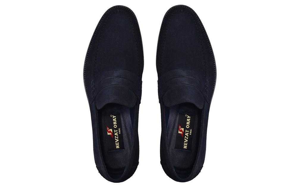Lacivert Klasik Loafer Kösele Erkek Ayakkabı -12086-