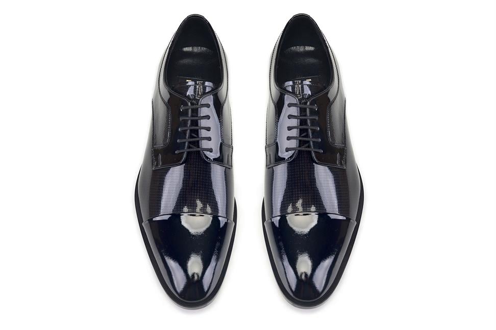 Siyah Rugan Klasik Bağcıklı Kösele Erkek Ayakkabı