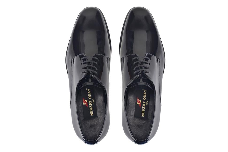 Siyah Klasik Rugan Bağcıklı Erkek Kösele Ayakkabı