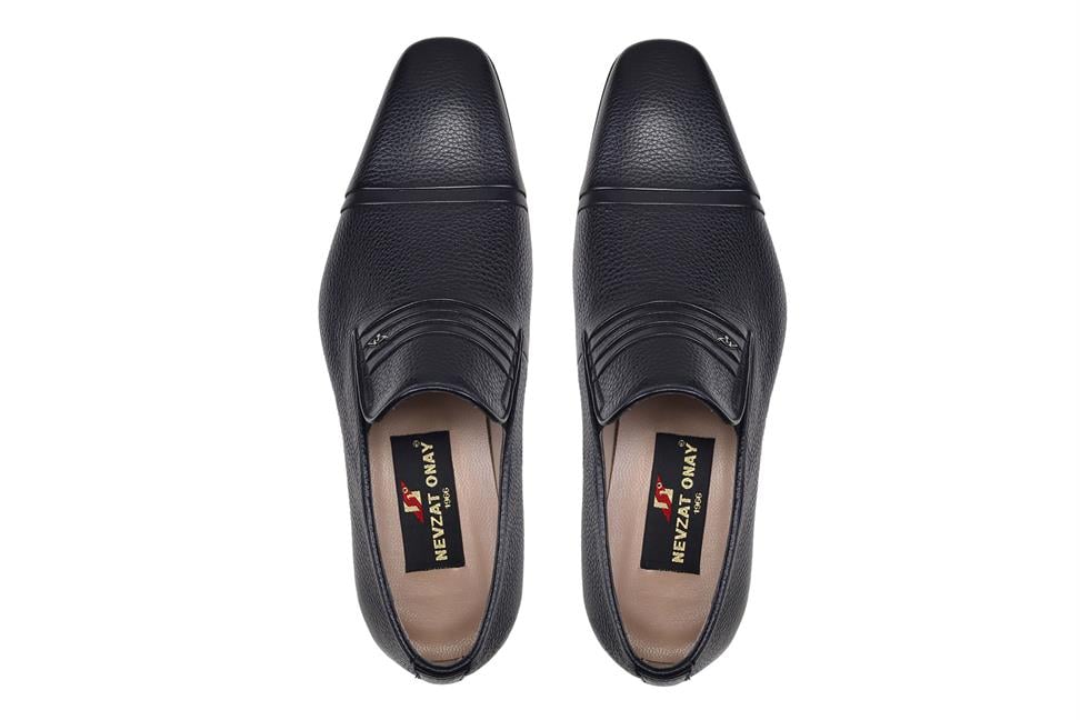 Siyah Klasik Bağcıksız Kösele Erkek Ayakkabı -79071-