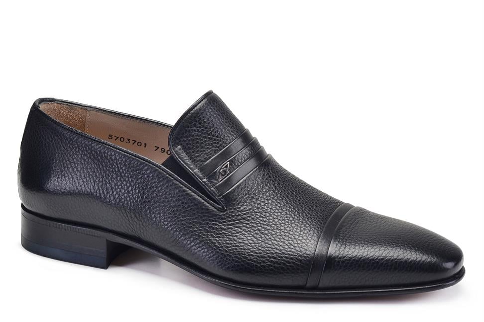 Siyah Klasik Bağcıksız Kösele Erkek Ayakkabı -79071-