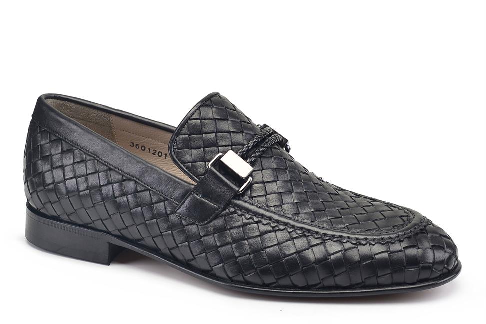 Siyah Klasik Kösele Erkek Örgü Ayakkabı