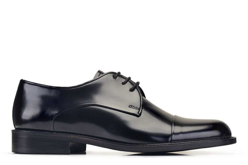 Spaz Siyah Bağcıklı Kösele Erkek Ayakkabı 