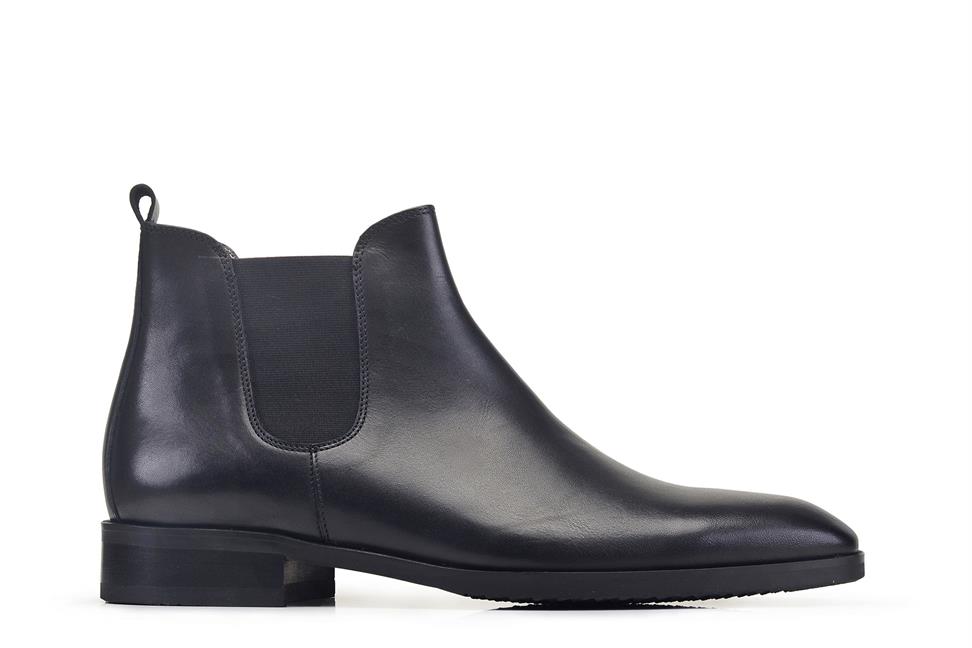 Siyah Deri Klasik Chelsea Erkek Bot