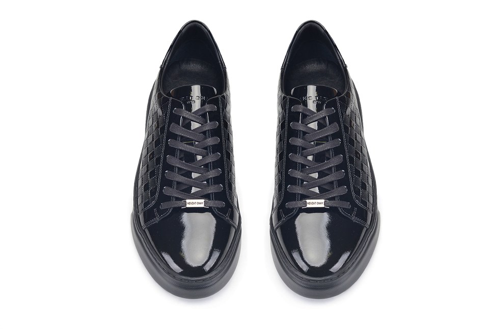 Siyah Rugan Dama Desenli Erkek Sneaker