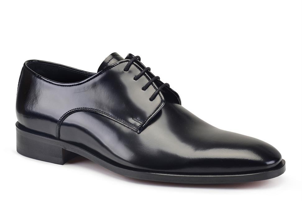 Açma Siyah Bağcıklı Kösele Erkek Ayakkabı