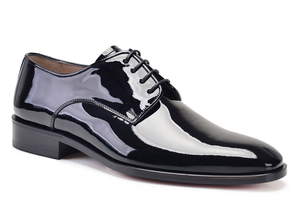 Siyah Hakiki Deri Klasik Rugan Erkek Kösele Ayakkabı