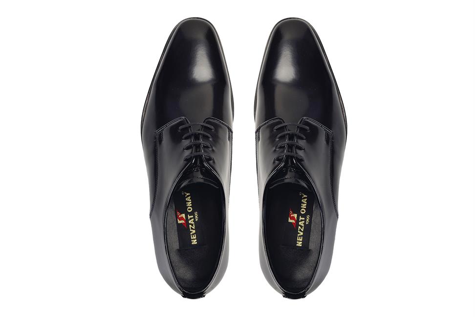 Açma Siyah Bağcıklı Kösele Erkek Ayakkabı