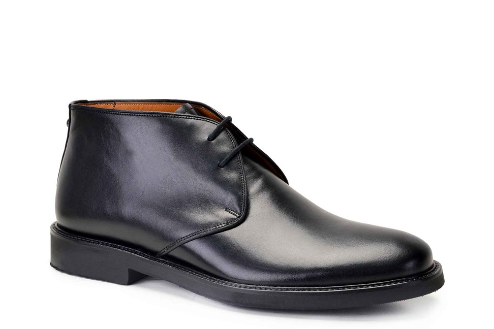 Hakiki Deri Siyah Günlük Bağcıklı Erkek Bot-8651-