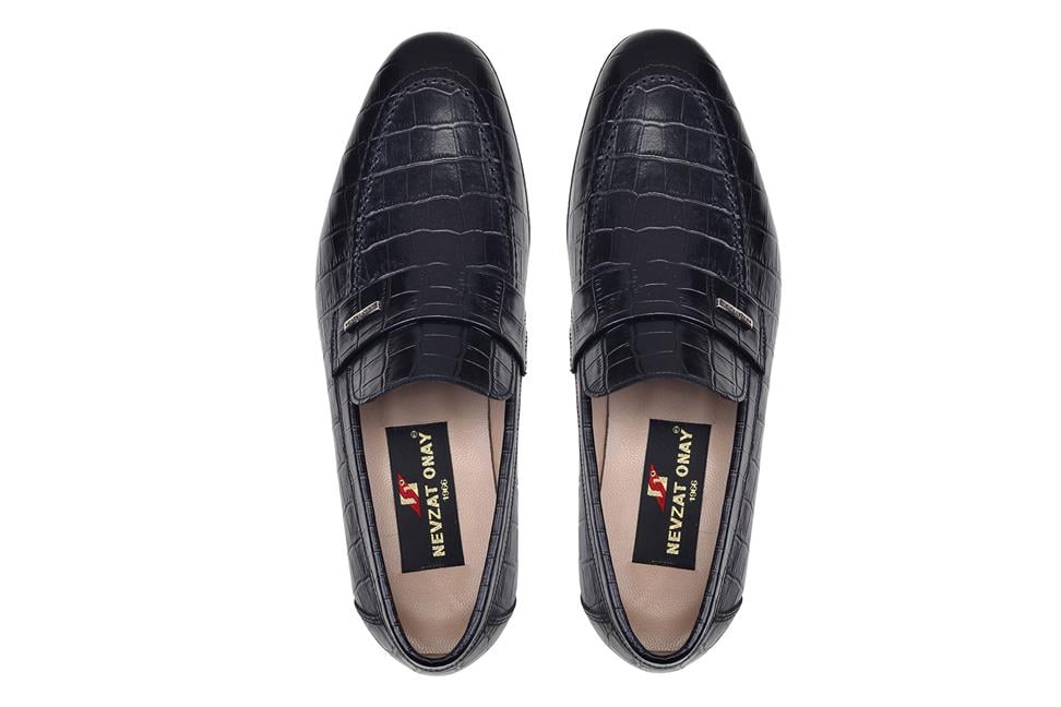 Siyah Kroko Erkek Loafer Ayakkabı