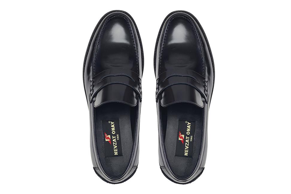 Siyah Spaz Klasik Bağcıksız Erkek Kösele Ayakkabı