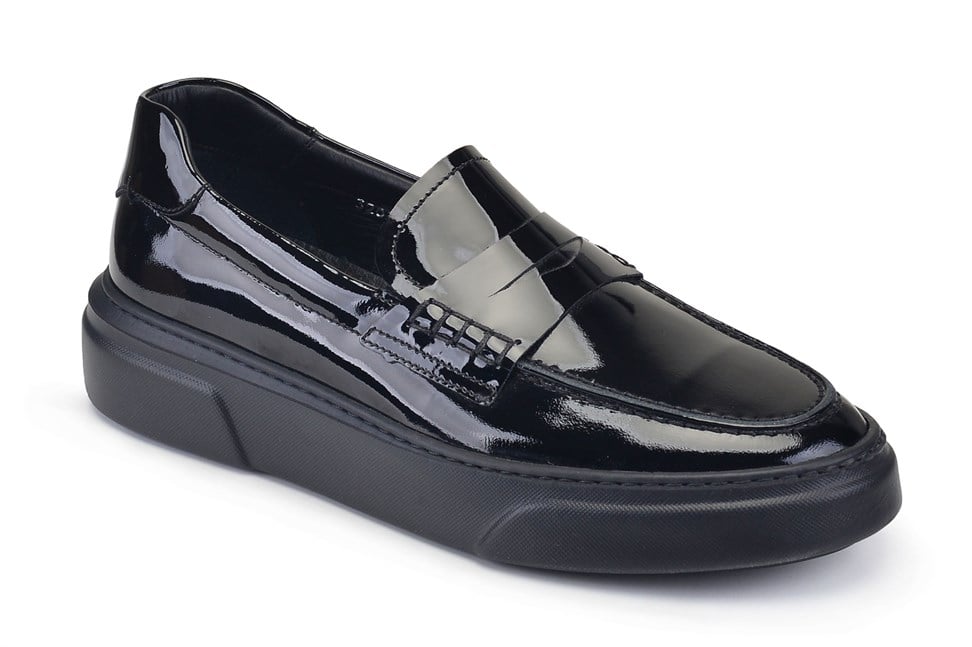 Rugan Siyah Penny Loafer Sneaker