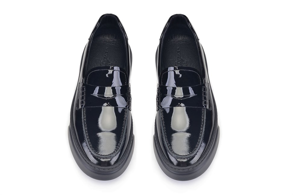 Rugan Siyah Penny Loafer Sneaker