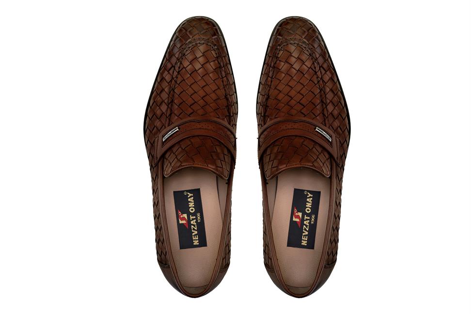 Taba Deri Klasik Bağçıksız Kösele Erkek Örgü Ayakkabı