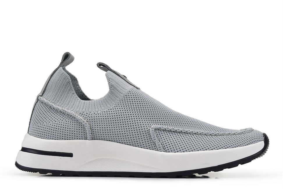 Gri Triko Bağcıksız Erkek Yazlık Ayakkabı