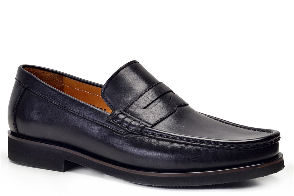 Hakiki Deri Siyah Günlük Loafer Erkek Ayakkabı -8695-