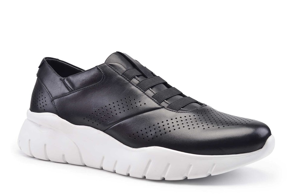 Siyah Baskı Beyaz Taban Erkek Sneaker Ayakkabı