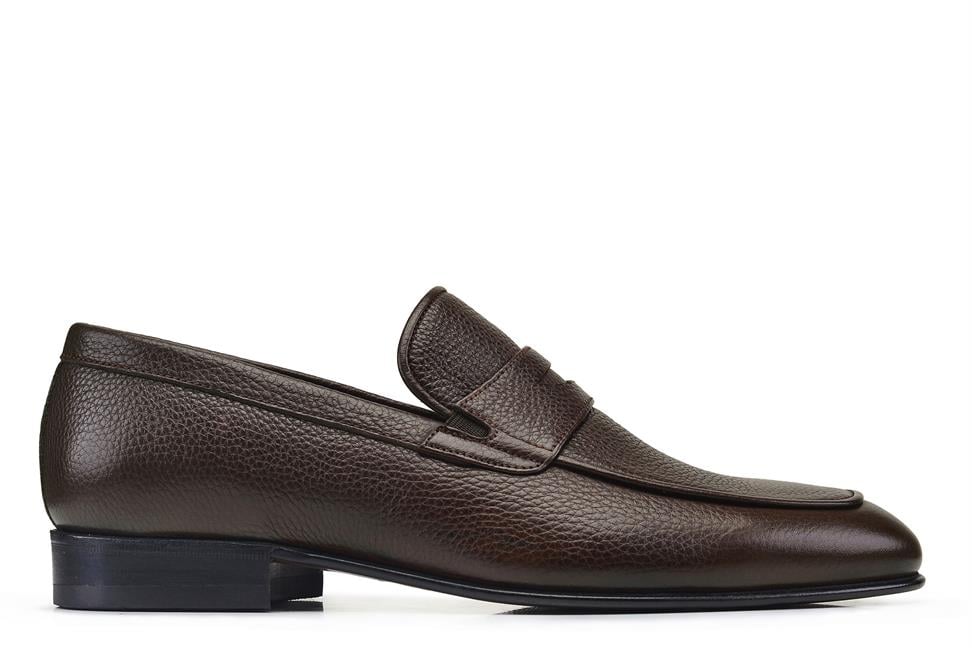 Kahverengi Klasik Bağcıksız Erkek Kösele Ayakkabı