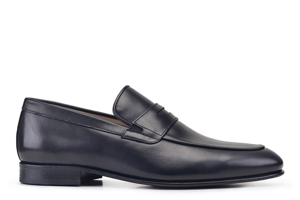 Siyah Penny Loafer Kösele Erkek Ayakkabı