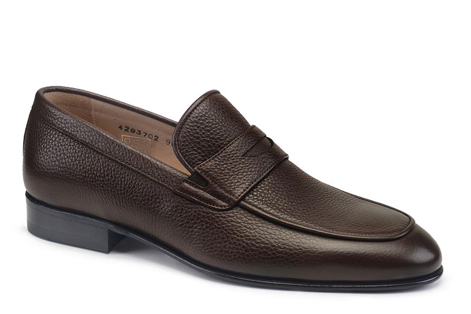 Kahverengi Klasik Bağcıksız Erkek Kösele Ayakkabı