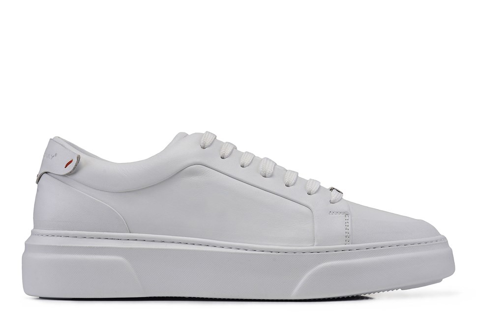 Beyaz Bağcıklı Erkek Sneaker Ayakkabı