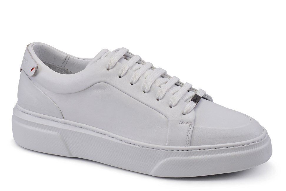 Beyaz Bağcıklı Erkek Sneaker Ayakkabı