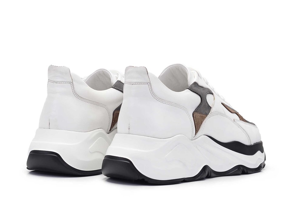 Hakiki Deri Beyaz Erkek Sneaker Ayakkabı