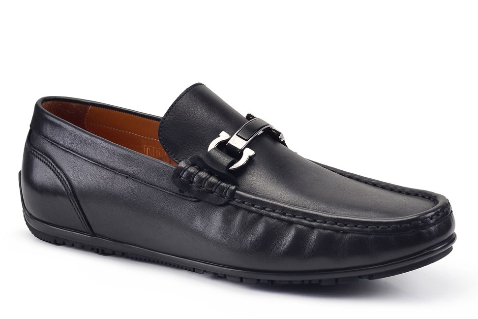 Siyah Bağcıksız Loafer Erkek Yazlık Ayakkabı
