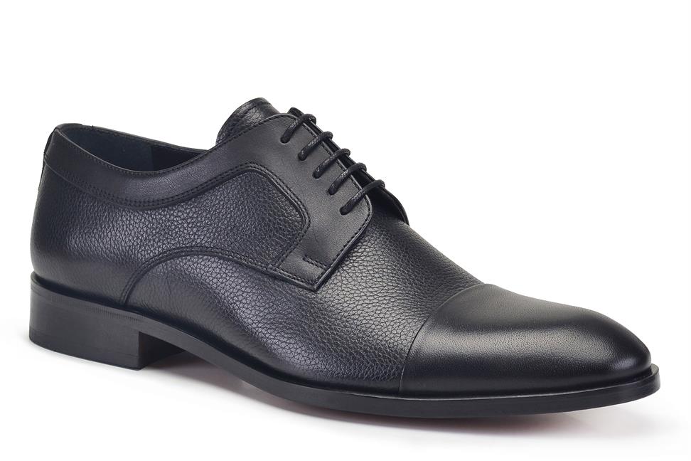 Siyah Klasik Bağcıklı Erkek Kösele Ayakkabı