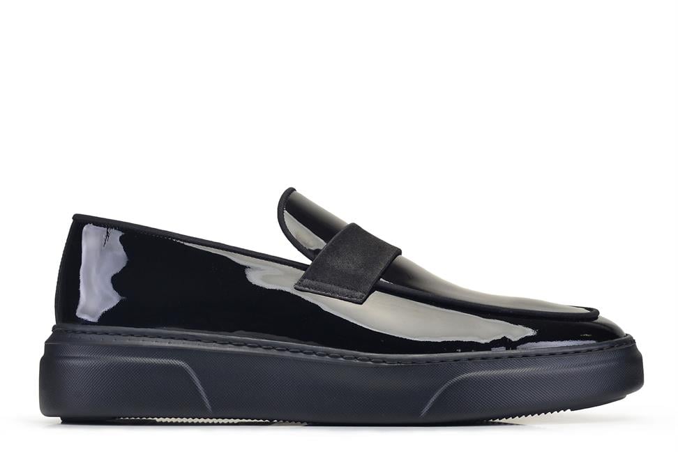 Siyah Rugan Bağcıksız Erkek Sneaker Ayakkabı