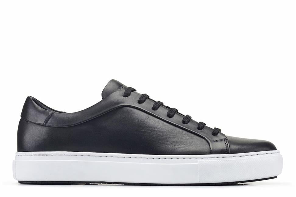 Beyaz Tabanlı Siyah Deri Erkek Sneaker -76931-