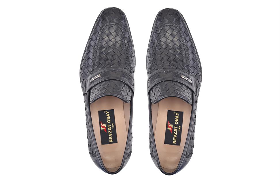 Siyah Klasik Kösele Erkek Örgü Ayakkabı