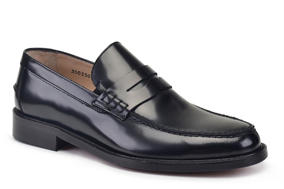 Siyah Spaz Klasik Bağcıksız Erkek Kösele Ayakkabı