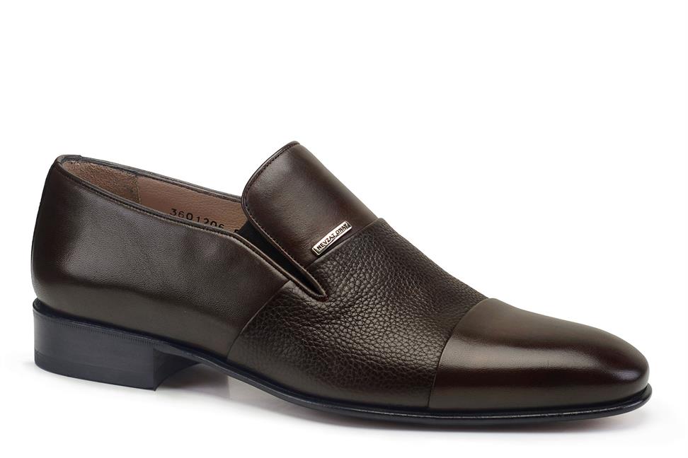 Kahverengi Klasik Bağcıksız Erkek Kösele Ayakkabı