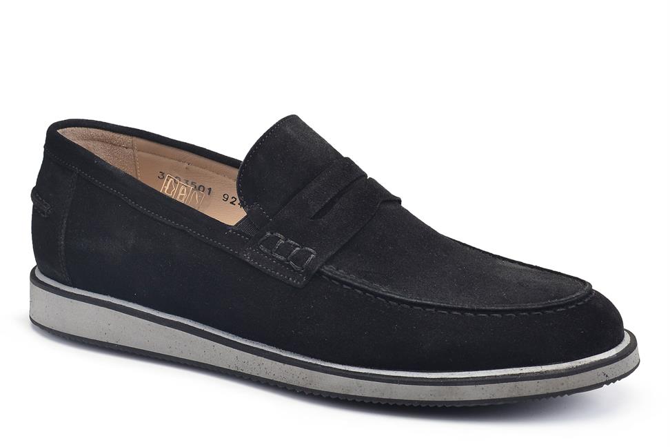 Siyah Bağcıksız Erkek Süet Ayakkabı