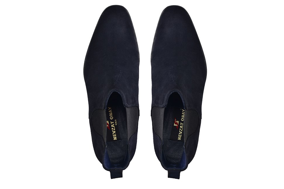 Deri Lacivert Kösele Chelsea Erkek Bot