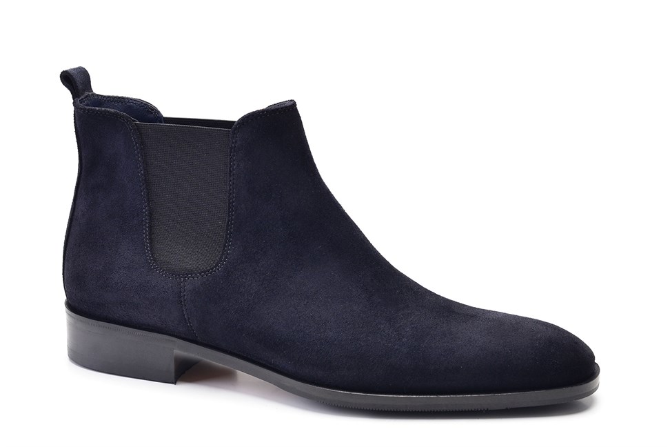 Deri Lacivert Kösele Chelsea Erkek Bot
