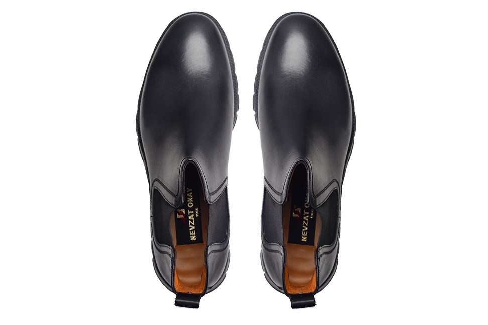 Deri Siyah Günlük Chelsea Erkek Bot