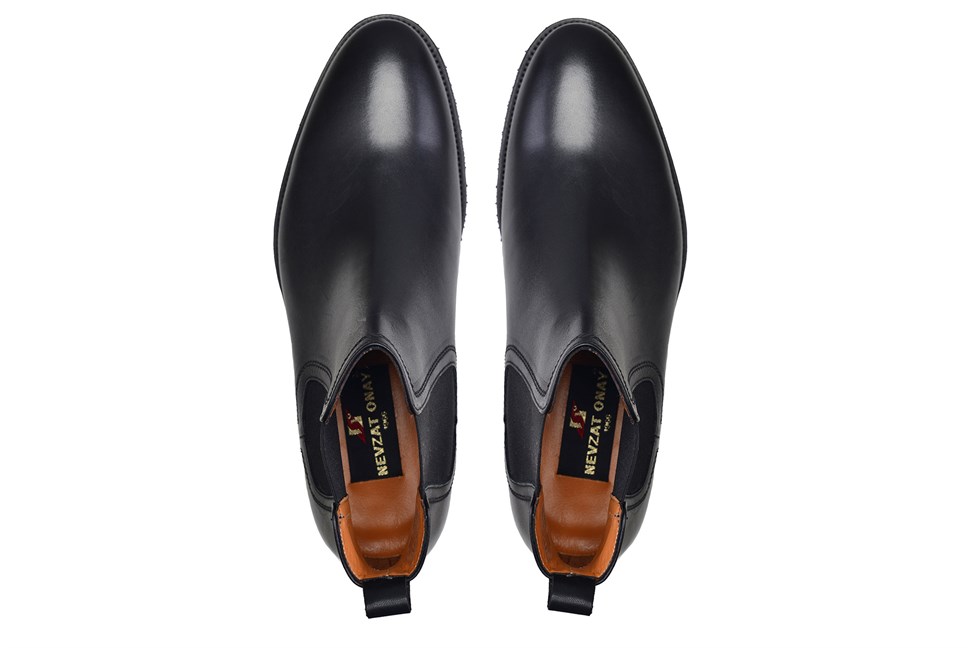 Deri Siyah Klasik Chelsea Erkek Bot