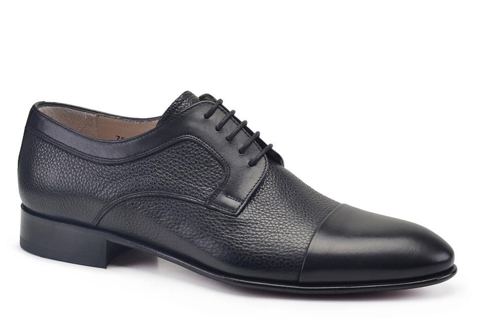 Siyah Klasik Bağcıklı Erkek Kösele Ayakkabı