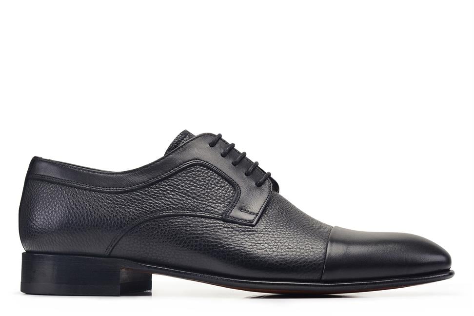 Siyah Klasik Bağcıklı Erkek Kösele Ayakkabı