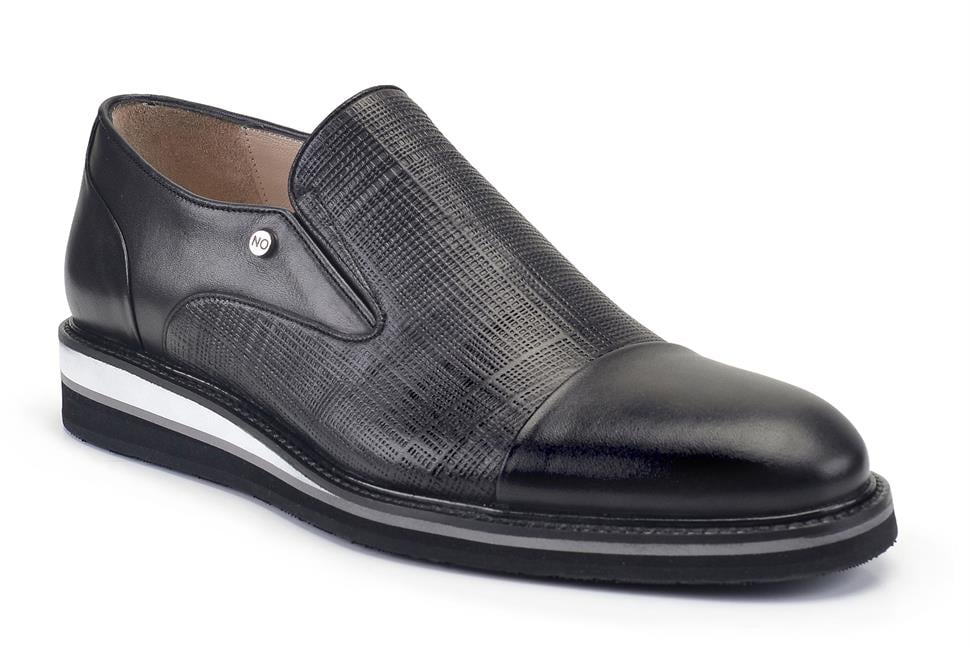 Siyah Hakiki Deri Bağcıklı Loafer Erkek Günlük Ayakkabı