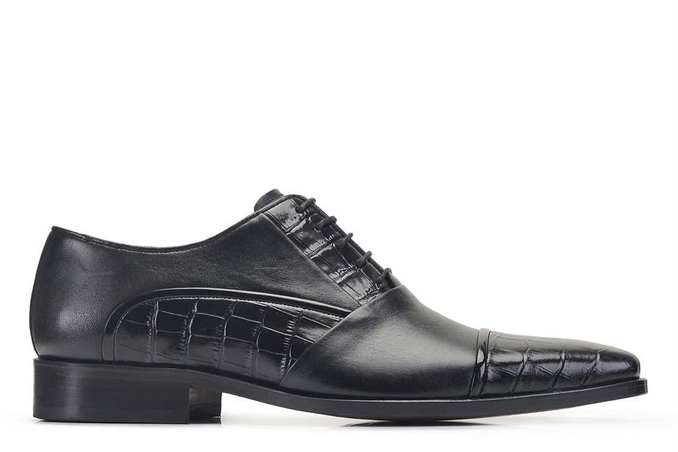 Siyah Klasik Bağcıklı Erkek Kösele Ayakkabı