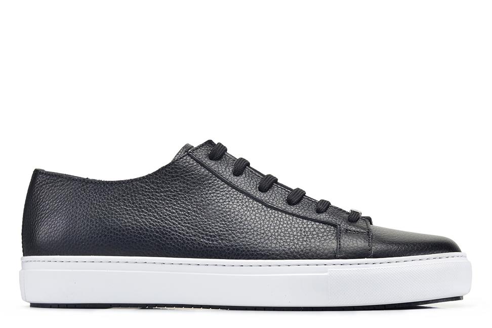 Hakiki Deri Siyah Erkek Sneaker Ayakkabı