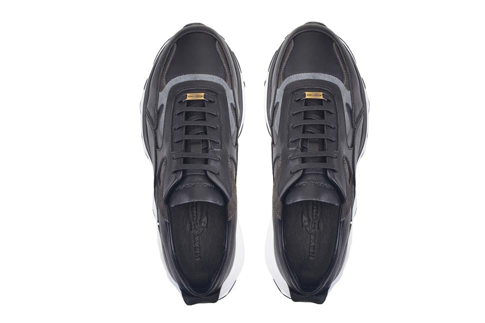 Hakiki Deri Siyah Erkek Sneaker Ayakkabı