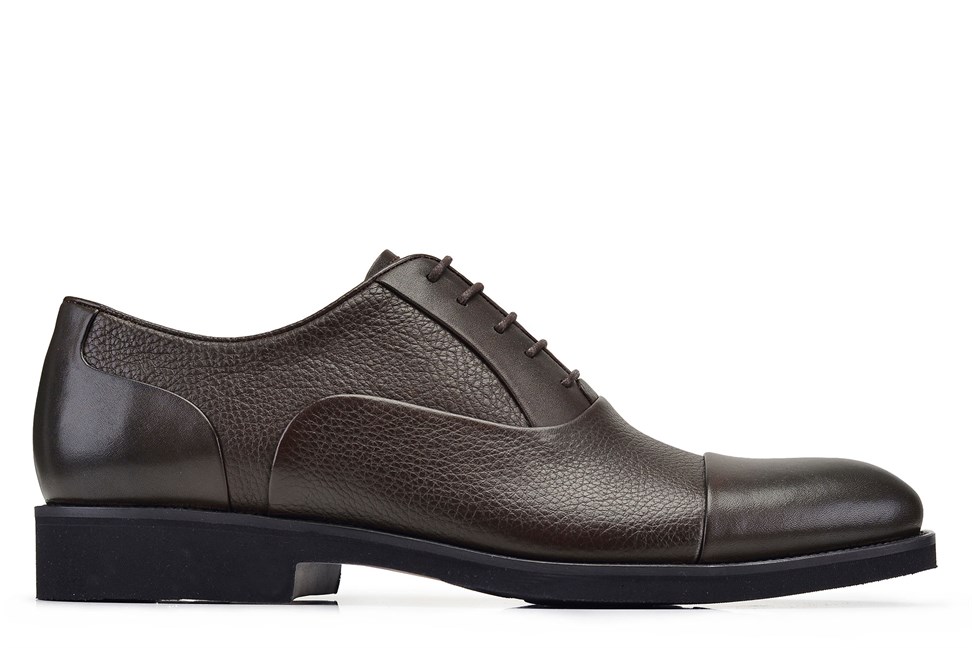 Kahverengi Hakiki Deri Bağcıklı Erkek Günlük Ayakkabı