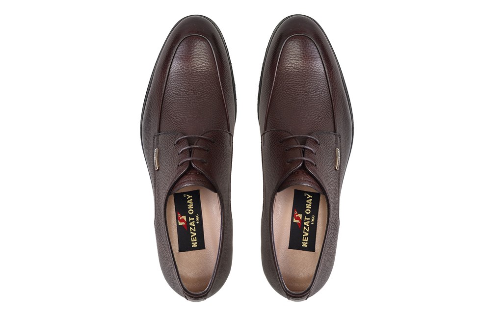 Kahverengi Hakiki Deri Bağcıklı Erkek Günlük Ayakkabı