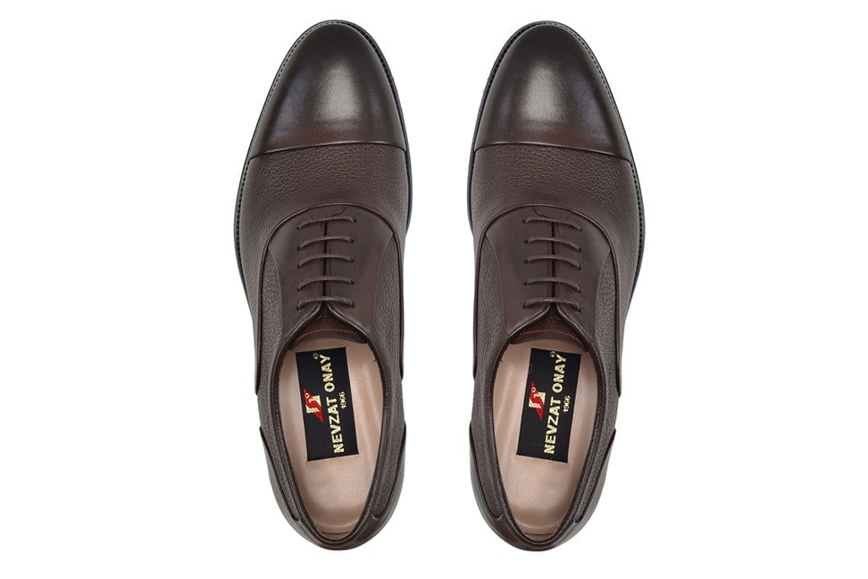 Kahverengi Hakiki Deri Bağcıklı Erkek Günlük Ayakkabı