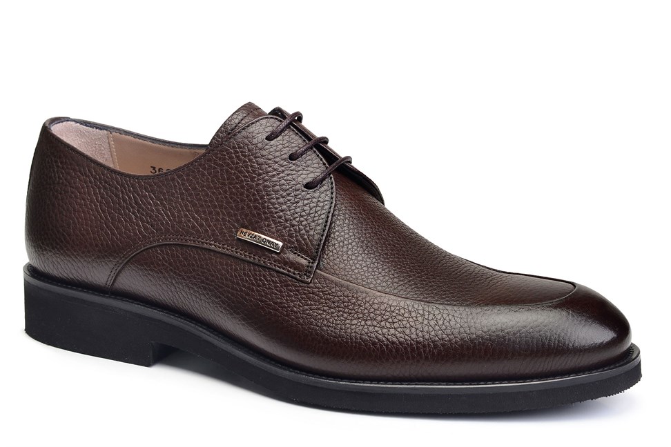 Kahverengi Hakiki Deri Bağcıklı Erkek Günlük Ayakkabı