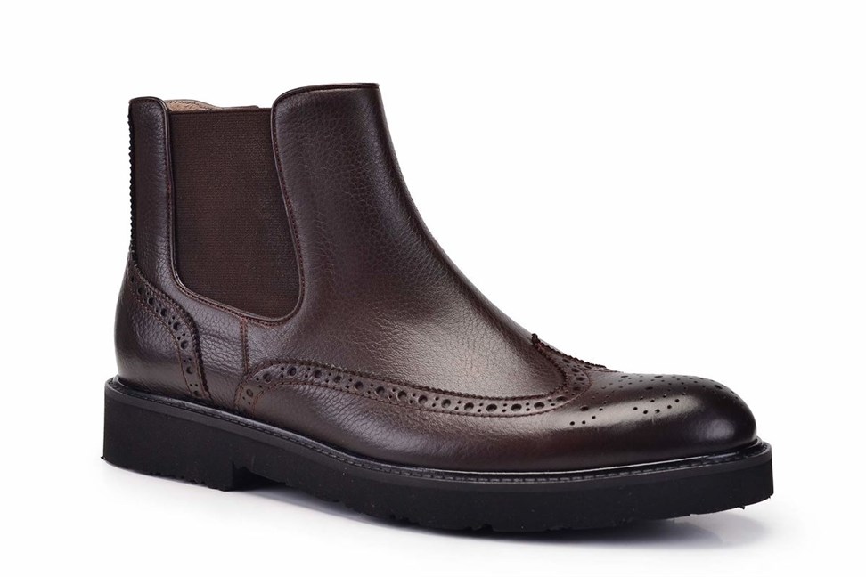 Hakiki Deri Kahverengi Günlük Fermuarlı Erkek Bot